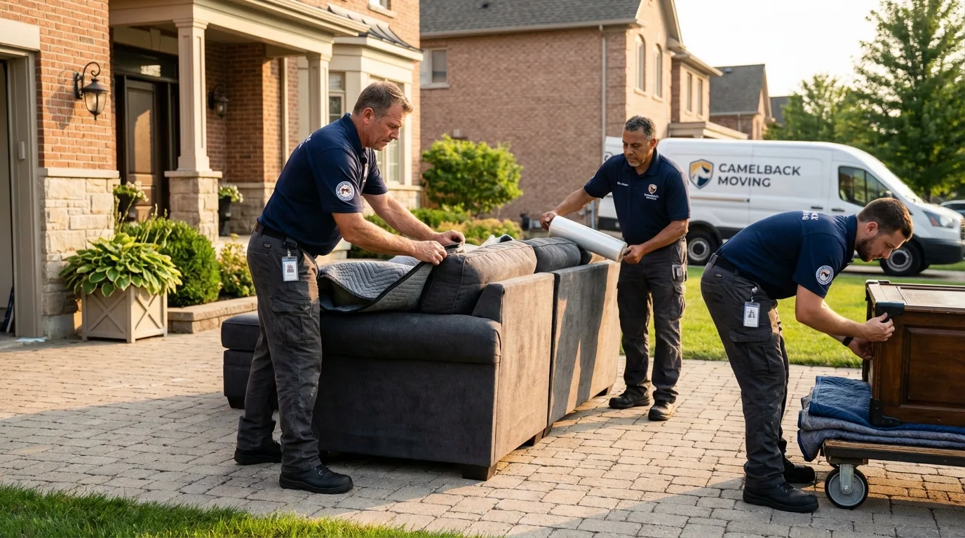 Large estate moving crew wrapping furniture in Temecula, CA