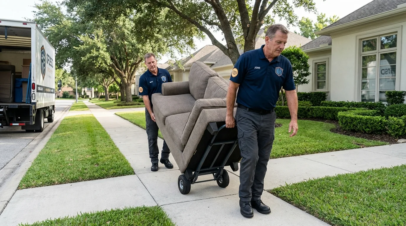 Local residential moving crew loading furniture in Temecula, CA