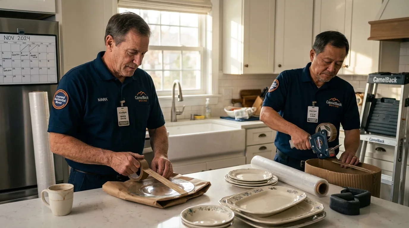 Professional crew packing kitchen dishware in Temecula, CA